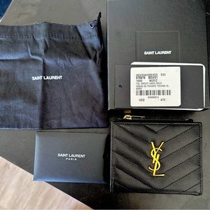 YSL Monogram Grain de Poudre Flap Card Case